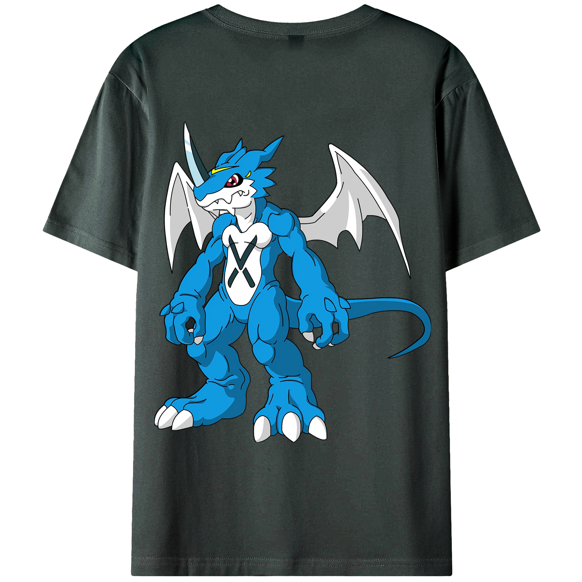 （画像用） Digimon デジタルモンスター/デジモン 綿100％ メンズ半袖Tシャツ（バックプリント） 通気性